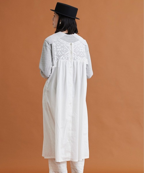 Malle（マル）の「malle コットン/リネン　レース編み　ナイトドレス（ジャンパースカート・レディース・オフホワイト/ブラック・FREE）」の11枚目の写真