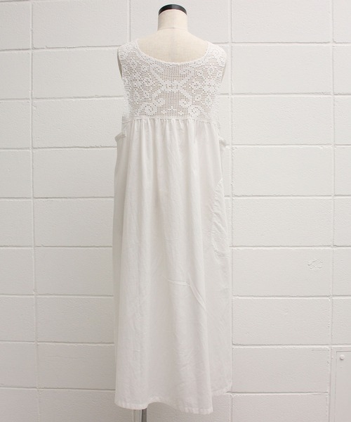 Malle（マル）の「malle コットン/リネン　レース編み　ナイトドレス（ジャンパースカート・レディース・オフホワイト/ブラック・FREE）」の15枚目の写真