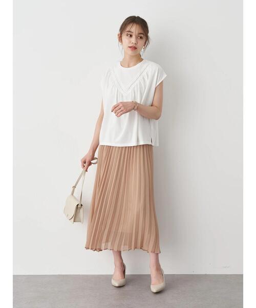 earth music&ecology（アースミュージックアンドエコロジー）の「シアー楊柳プリーツスカート ＊（スカート・レディース・ブラック/ミント/モカ/ピンクベージュ/ドット/ライトベージュ・FREE）」の15枚目の写真