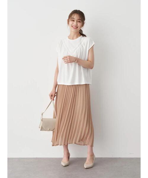 earth music&ecology（アースミュージックアンドエコロジー）の「シアー楊柳プリーツスカート ＊（スカート・レディース・ブラック/ミント/モカ/ピンクベージュ/ドット/ライトベージュ・FREE）」の16枚目の写真