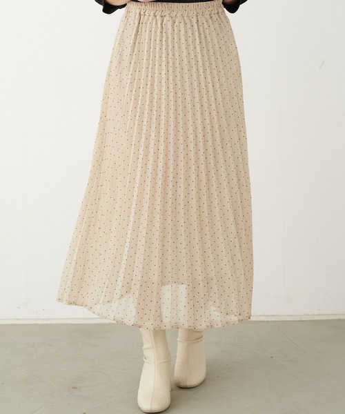 earth music&ecology（アースミュージックアンドエコロジー）の「シアー楊柳プリーツスカート ＊（スカート・レディース・ブラック/ミント/モカ/ピンクベージュ/ドット/ライトベージュ・FREE）」の6枚目の写真
