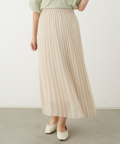 earth music&ecology（アースミュージックアンドエコロジー）の「シアー楊柳プリーツスカート ＊（スカート・レディース・ブラック/ミント/モカ/ピンクベージュ/ドット/ライトベージュ・FREE）」の4枚目の写真