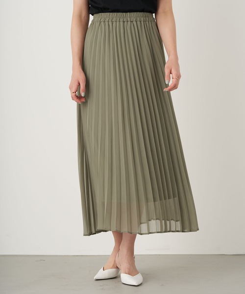 earth music&ecology（アースミュージックアンドエコロジー）の「シアー楊柳プリーツスカート ＊（スカート・レディース・ブラック/ミント/モカ/ピンクベージュ/ドット/ライトベージュ・FREE）」の5枚目の写真