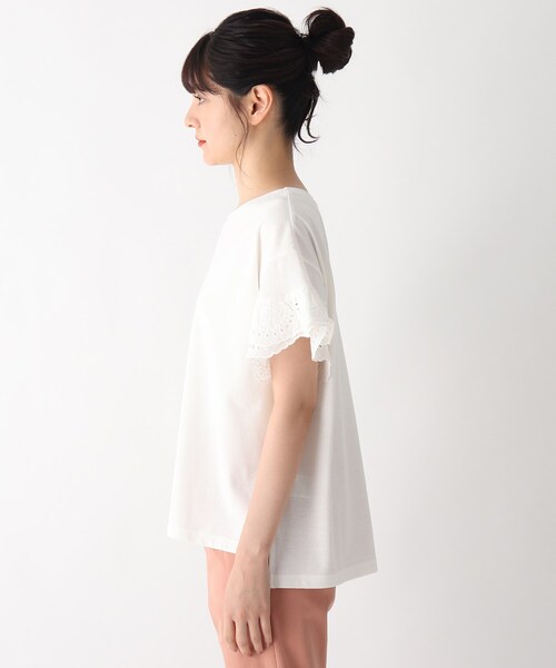 Cutie Blonde（キューティーブロンド）の「◆【S-L】お袖レースプルオーバー（Tシャツ/カットソー・レディース・オフホワイト/ブラック/ライトオレンジ系・01/02/03）」の6枚目の写真