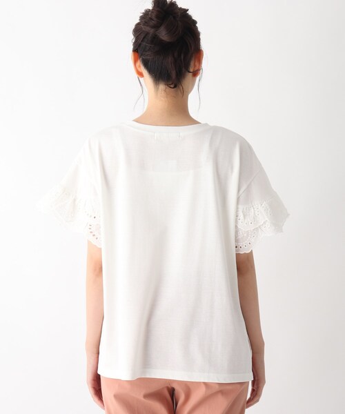 Cutie Blonde（キューティーブロンド）の「◆【S-L】お袖レースプルオーバー（Tシャツ/カットソー・レディース・オフホワイト/ブラック/ライトオレンジ系・01/02/03）」の7枚目の写真