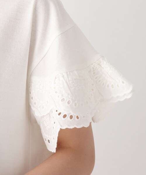 Cutie Blonde（キューティーブロンド）の「◆【S-L】お袖レースプルオーバー（Tシャツ/カットソー・レディース・オフホワイト/ブラック/ライトオレンジ系・01/02/03）」の9枚目の写真