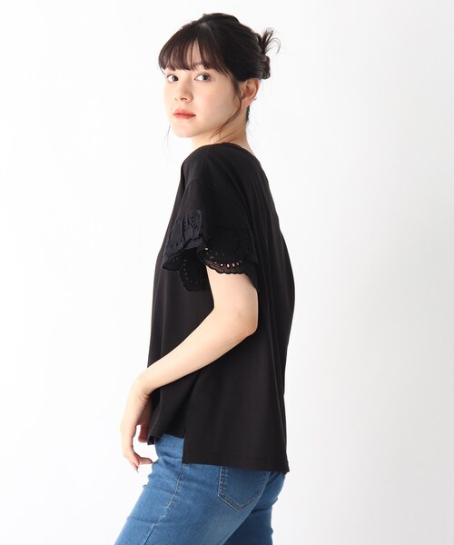 Cutie Blonde（キューティーブロンド）の「◆【S-L】お袖レースプルオーバー（Tシャツ/カットソー・レディース・オフホワイト/ブラック/ライトオレンジ系・01/02/03）」の12枚目の写真