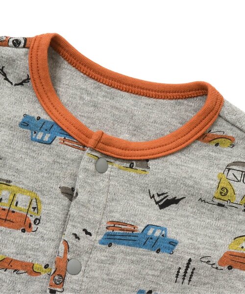 Ampersand（アンパサンド）の「/男児前開き総柄カバーオール（車柄）（ロンパース・キッズ・グレー/アイボリー・80/70/60）」の5枚目の写真