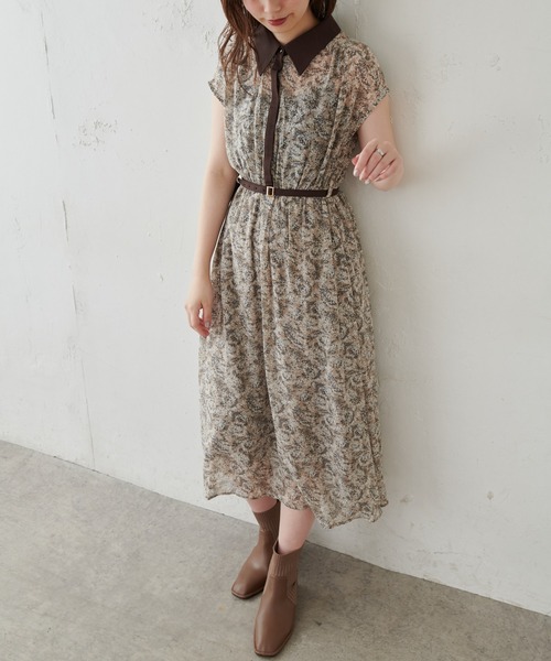 natural couture(ナチュラルクチュール)の「【WEB限定カラー有り】襟付きレトロワンピース(ワンピース・レディース・ブラウン/ベージュ系その他/グリーン系その他/ピンクベージュ/ブルー系その他・FREE)」の4枚目の写真