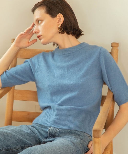 ANT（アント）の「ショートスリーブニットプルオーバー【ANT】（ニット/セーター・レディース・ブラック/ブルー/グリーン・FREE）」の3枚目の写真