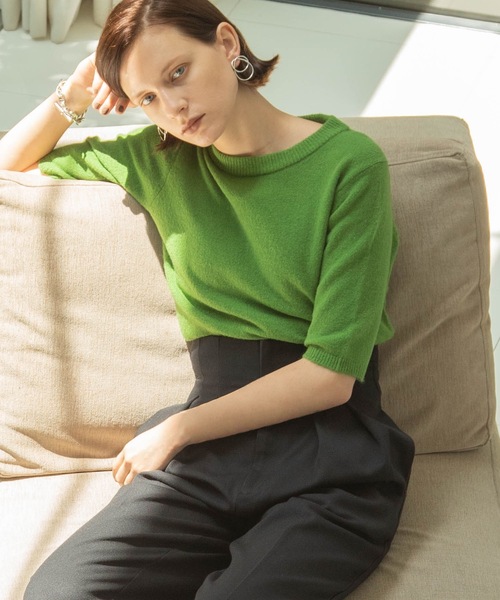 ANT（アント）の「ショートスリーブニットプルオーバー【ANT】（ニット/セーター・レディース・ブラック/ブルー/グリーン・FREE）」の2枚目の写真