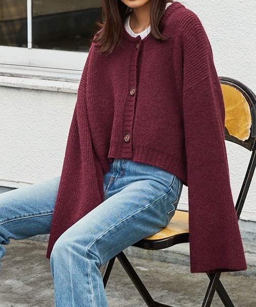 Keeepy(キーピー)の「【Keeepy】wide sleeve cropped cardigan(カーディガン/ボレロ・レディース・エンジ/アイボリー・FREE)」の11枚目の写真