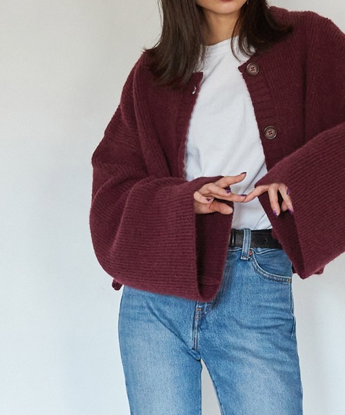 Keeepy(キーピー)の「【Keeepy】wide sleeve cropped cardigan(カーディガン/ボレロ・レディース・エンジ/アイボリー・FREE)」の8枚目の写真