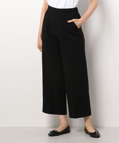 Q（キュー）の「ストレッチセミワイドパンツ（その他パンツ・レディース・ブラック/キャメル・MEDIUM）」の3枚目の写真