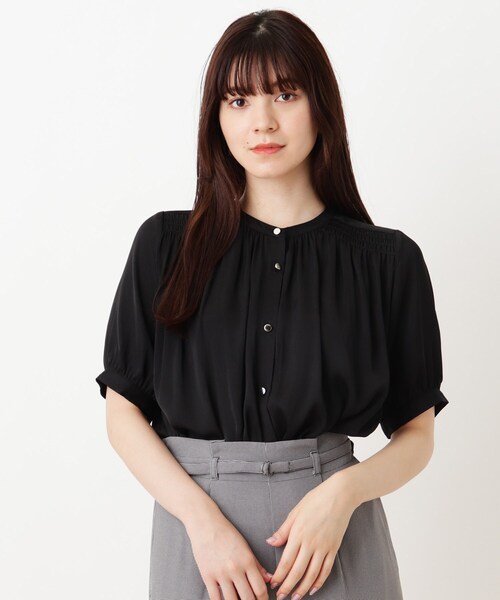 DRESKIP（ドレスキップ）の「◆サテンシャーリングブラウス（シャツ/ブラウス・レディース・オフホワイト/ホワイト系3/ライトパープル/ブラック/グレー系その他・03/04/02）」の4枚目の写真