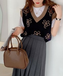 SONA | SONYUNARA Ｖネックフラワーニットベスト(ベスト)