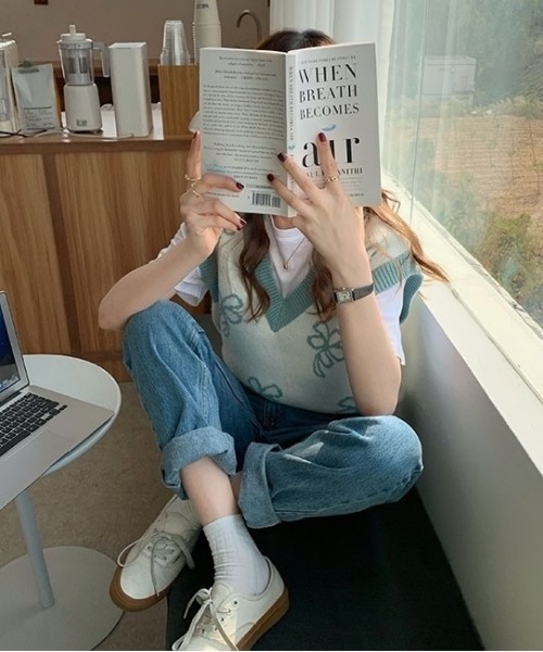 SONA（ソナ）の「SONYUNARA Ｖネックフラワーニットベスト（ベスト・レディース・イエロー/ミント/ブラウン/ブラック・FREE）」の18枚目の写真