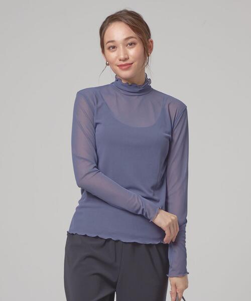 THE STATION STORE(ザ ステーション ストア)の「<TRANNA>シアーメロー タートルネック カットソー(Tシャツ/カットソー・レディース・ブラック/パープル・FREE)」の2枚目の写真