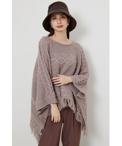 rienda（リエンダ）の「サイドカットフリンジポンチョトップス（ポンチョ・レディース・ブラック/ピンク/ライトベージュ・FREE）」の3枚目の写真