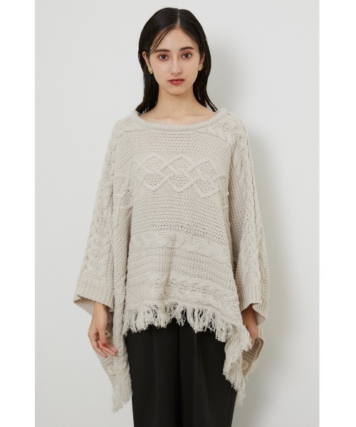 rienda（リエンダ）の「サイドカットフリンジポンチョトップス（ポンチョ・レディース・ブラック/ピンク/ライトベージュ・FREE）」の5枚目の写真