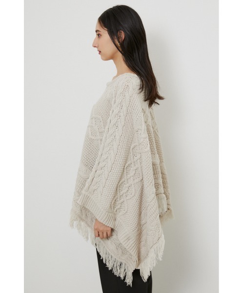 rienda（リエンダ）の「サイドカットフリンジポンチョトップス（ポンチョ・レディース・ブラック/ピンク/ライトベージュ・FREE）」の6枚目の写真
