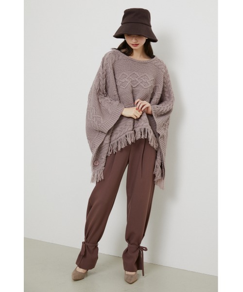 rienda（リエンダ）の「サイドカットフリンジポンチョトップス（ポンチョ・レディース・ブラック/ピンク/ライトベージュ・FREE）」の12枚目の写真