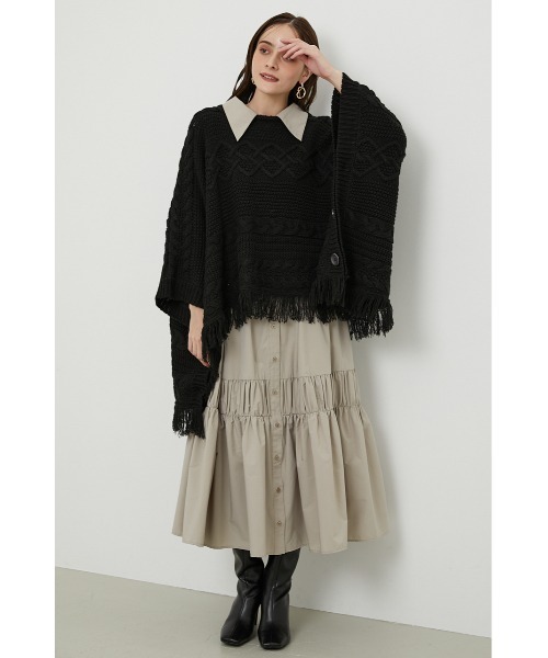 rienda（リエンダ）の「サイドカットフリンジポンチョトップス（ポンチョ・レディース・ブラック/ピンク/ライトベージュ・FREE）」の22枚目の写真