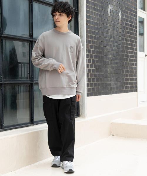 coen（コーエン）の「coen × 金安 亮 イラスト裏毛クルーネックスウェット（スウェット・メンズ・ホワイト/グレー/オレンジ・S/M/L/XL）」の6枚目の写真