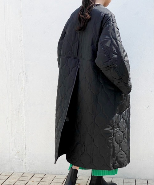 ottilie（オティーリエ）の「ロングキルトコート（ミリタリージャケット・レディース・カーキ/ブラック/アイボリー・FREE）」の12枚目の写真