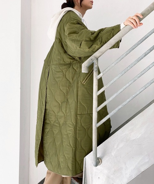 ottilie（オティーリエ）の「ロングキルトコート（ミリタリージャケット・レディース・カーキ/ブラック/アイボリー・FREE）」の22枚目の写真
