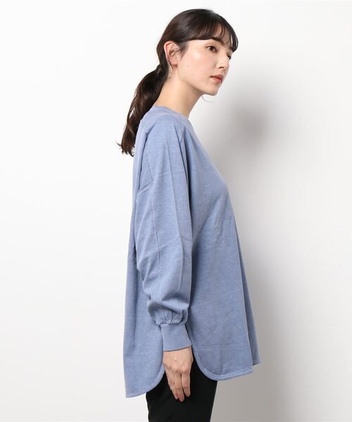 Samansa Mos2(サマンサ モスモス)の「ピグメント加工ゆるカットソー(Tシャツ/カットソー・レディース・オフホワイト/キナリ/ダークブラウン/ブルー/ベージュ/ボルドー・フリ-)」の8枚目の写真