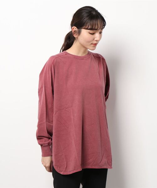 Samansa Mos2(サマンサ モスモス)の「ピグメント加工ゆるカットソー(Tシャツ/カットソー・レディース・オフホワイト/キナリ/ダークブラウン/ブルー/ベージュ/ボルドー・フリ-)」の10枚目の写真