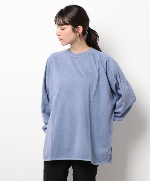 Samansa Mos2(サマンサ モスモス)の「ピグメント加工ゆるカットソー(Tシャツ/カットソー・レディース・オフホワイト/キナリ/ダークブラウン/ブルー/ベージュ/ボルドー・フリ-)」の12枚目の写真