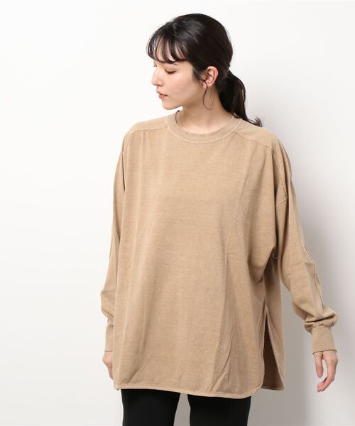 Samansa Mos2(サマンサ モスモス)の「ピグメント加工ゆるカットソー(Tシャツ/カットソー・レディース・オフホワイト/キナリ/ダークブラウン/ブルー/ベージュ/ボルドー・フリ-)」の13枚目の写真