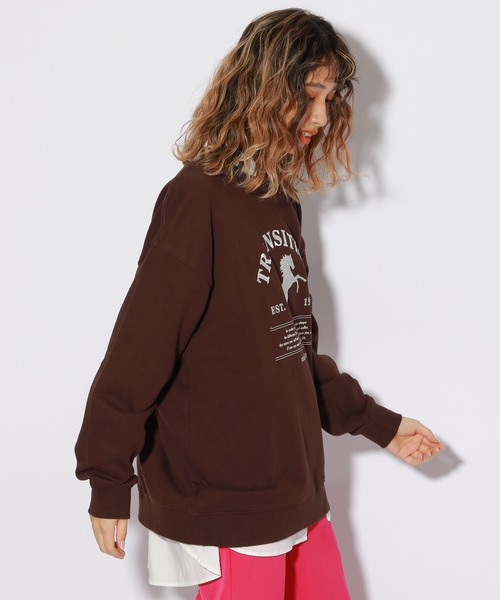 PBLIM（ページボーイリム）の「【PAGEBOYLIM】ホースシシュウスウェット（スウェット・レディース・ブラウン/ボルドー・MEDIUM/LARGE）」の4枚目の写真