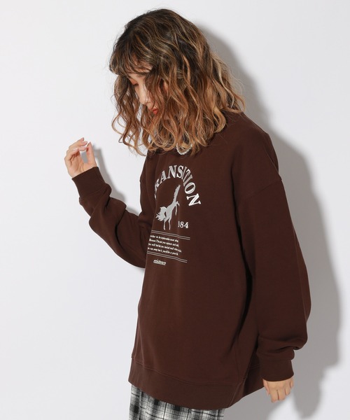 PBLIM（ページボーイリム）の「【PAGEBOYLIM】ホースシシュウスウェット（スウェット・レディース・ブラウン/ボルドー・MEDIUM/LARGE）」の9枚目の写真