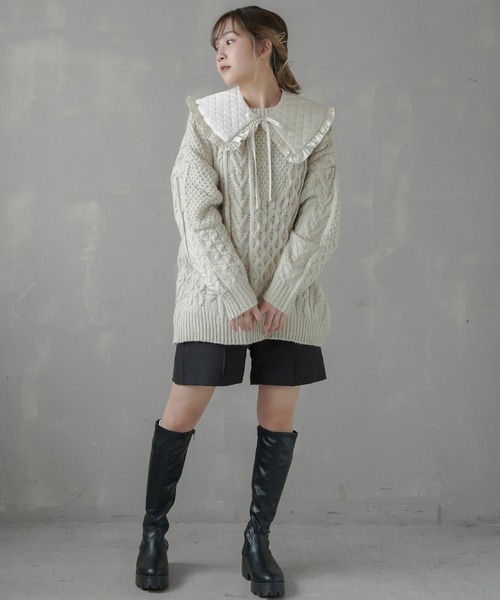 SPINNS（スピンズ）の「キルティングデザイン付け襟（付け襟・レディース・ホワイト/ブラック・ONESIZE）」の13枚目の写真