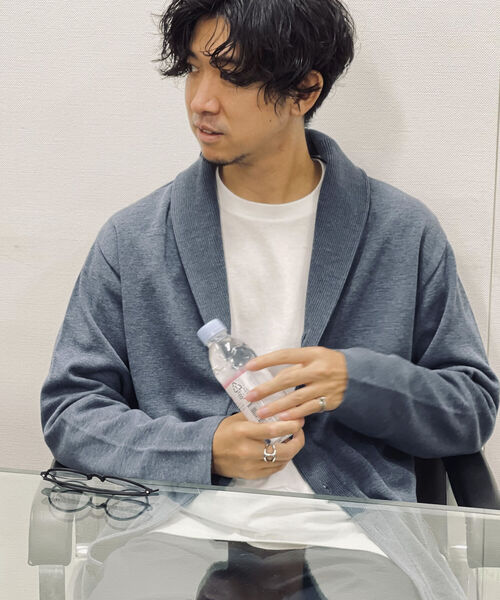 NOLLEY'S goodman（ノーリーズグッドマン）の「ミラノリブ ショールカーディガン (※上品な大人カジュアルにおすすめ)（カーディガン/ボレロ・メンズ・ネイビー/ライトインディゴブルー/ブルー系その他/グリーン系その他/ベージュ・SMALL/X-LARGE/LARGE/MEDIUM）」の4枚目の写真