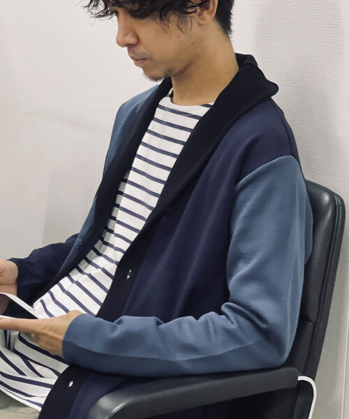 NOLLEY'S goodman（ノーリーズグッドマン）の「ミラノリブ ショールカーディガン (※上品な大人カジュアルにおすすめ)（カーディガン/ボレロ・メンズ・ネイビー/ライトインディゴブルー/ブルー系その他/グリーン系その他/ベージュ・SMALL/X-LARGE/LARGE/MEDIUM）」の5枚目の写真