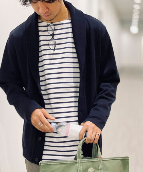 NOLLEY'S goodman（ノーリーズグッドマン）の「ミラノリブ ショールカーディガン (※上品な大人カジュアルにおすすめ)（カーディガン/ボレロ・メンズ・ネイビー/ライトインディゴブルー/ブルー系その他/グリーン系その他/ベージュ・SMALL/X-LARGE/LARGE/MEDIUM）」の3枚目の写真