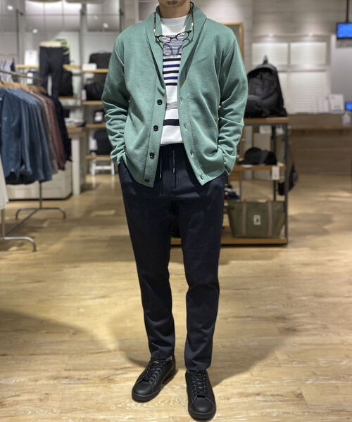 NOLLEY'S goodman（ノーリーズグッドマン）の「ミラノリブ ショールカーディガン (※上品な大人カジュアルにおすすめ)（カーディガン/ボレロ・メンズ・ネイビー/ライトインディゴブルー/ブルー系その他/グリーン系その他/ベージュ・SMALL/X-LARGE/LARGE/MEDIUM）」の6枚目の写真