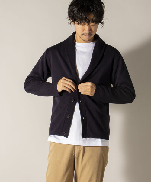 NOLLEY'S goodman（ノーリーズグッドマン）の「ミラノリブ ショールカーディガン (※上品な大人カジュアルにおすすめ)（カーディガン/ボレロ・メンズ・ネイビー/ライトインディゴブルー/ブルー系その他/グリーン系その他/ベージュ・SMALL/X-LARGE/LARGE/MEDIUM）」の10枚目の写真