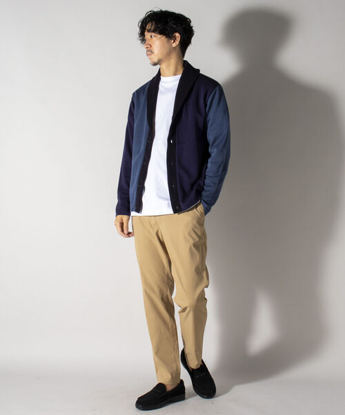 NOLLEY'S goodman（ノーリーズグッドマン）の「ミラノリブ ショールカーディガン (※上品な大人カジュアルにおすすめ)（カーディガン/ボレロ・メンズ・ネイビー/ライトインディゴブルー/ブルー系その他/グリーン系その他/ベージュ・SMALL/X-LARGE/LARGE/MEDIUM）」の14枚目の写真