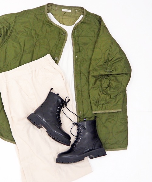 byあしながおじさん（バイアシナガオジサン）の「厚底レースアップブーツ　-8710397（ブーツ・レディース・ブラック/カーキ/アイボリー・LL/S/L/M）」の15枚目の写真