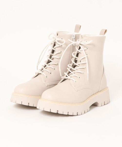 byあしながおじさん（バイアシナガオジサン）の「厚底レースアップブーツ　-8710397（ブーツ・レディース・ブラック/カーキ/アイボリー・LL/S/L/M）」の4枚目の写真