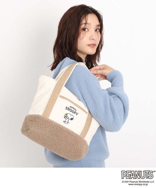 PEANUTS（ピーナッツ）の「◆【PEANUTSコラボ】スヌーピーボアトート（トートバッグ・レディース・ライトグレー/ダークグレー/ライトベージュ・00）」の10枚目の写真