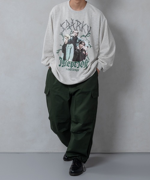 kutir（クティール）の「ロックイラスト裏毛スウェット（スウェット・メンズ・ブラック/ダークグリーン/ライトグレー・MEDIUM/LARGE）」の4枚目の写真