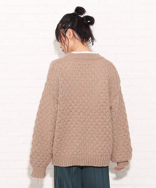 Cutie Blonde（キューティーブロンド）の「◆【S-L】ポコポコ編みニット（ニット/セーター・レディース・ブルー/サンドベージュ/マスタード・01/02/03）」の8枚目の写真