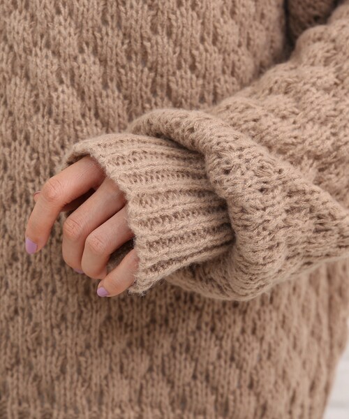 Cutie Blonde（キューティーブロンド）の「◆【S-L】ポコポコ編みニット（ニット/セーター・レディース・ブルー/サンドベージュ/マスタード・01/02/03）」の21枚目の写真