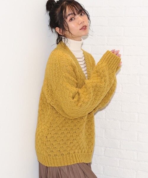 Cutie Blonde（キューティーブロンド）の「◆【S-L】ポコポコ編みニット（ニット/セーター・レディース・ブルー/サンドベージュ/マスタード・01/02/03）」の14枚目の写真